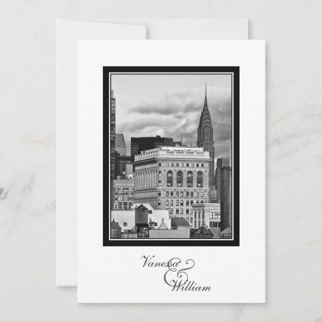 Invitación a Boda de NYC Skyline Chrysler Flatiron (Anverso)
