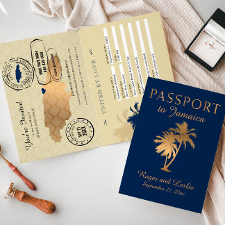 Invitación a Boda de pasaportes de Relieve metaliz