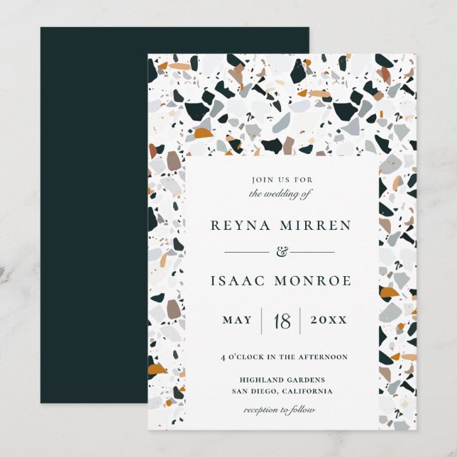 Invitación a Boda de tramas artesanal Earthy Terra (Anverso / Reverso)