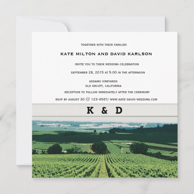 Invitación a Boda de Vineyard Landscape Winery (Anverso)