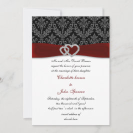 invitación a boda diamante de damasco rojo