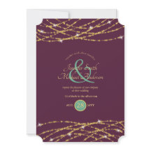 Invitación a boda Eggplant Mint Gold String