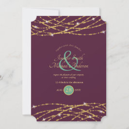 Invitación a boda Eggplant Mint Gold String
