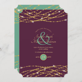Invitación a boda Eggplant Mint Gold String