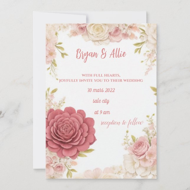 invitación a boda floral (Anverso)
