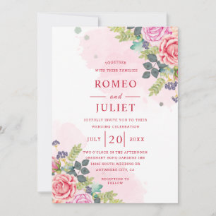 Invitación a Boda floral acuático de verano en el