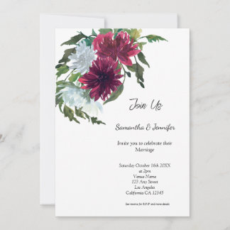 Invitación a Boda floral de código QR para homosex