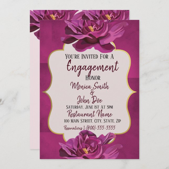 Invitación a Boda Floral de Moonvista (Anverso / Reverso)