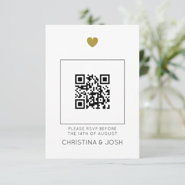 Invitación a boda moderna Código QR RSVP (Anverso de pie)