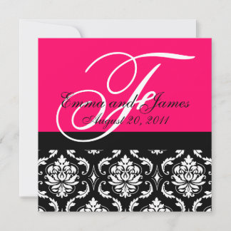 Invitación a boda personalizada Monograma Damasco 