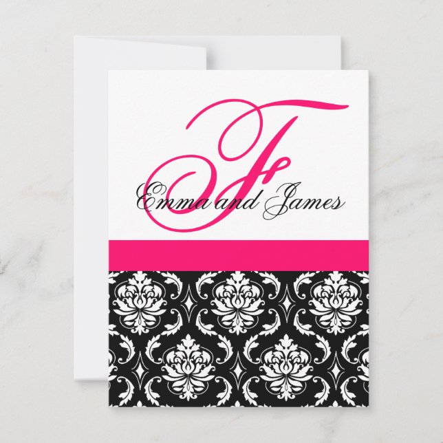 Invitación a boda personalizada Monograma Damasco  (Anverso)