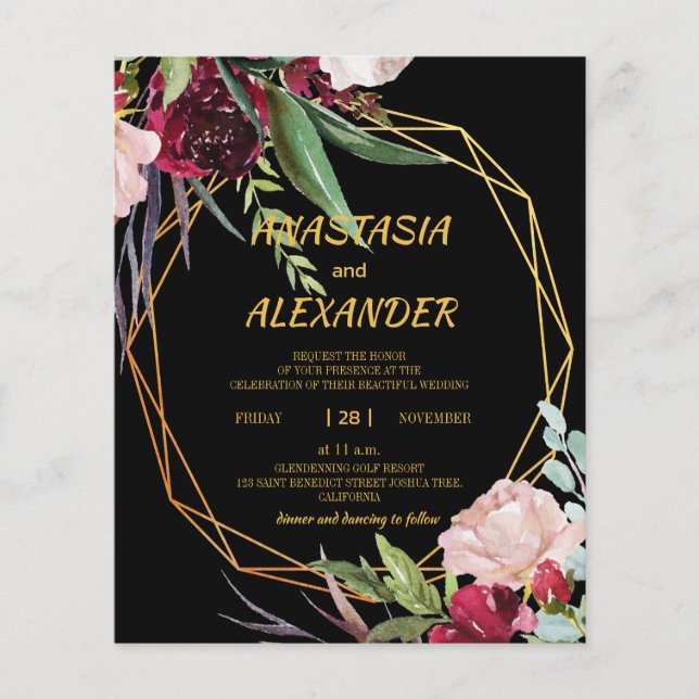 Invitación a boda presupuestada Volante (Frente)