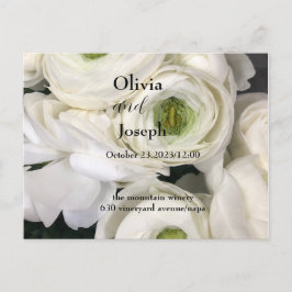 invitación a boda, rosas frescos blancos, plantill