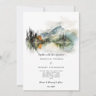 invitación a boda rústica de montaña en invierno o