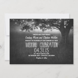 invitación a boda rústica en árbol de luces