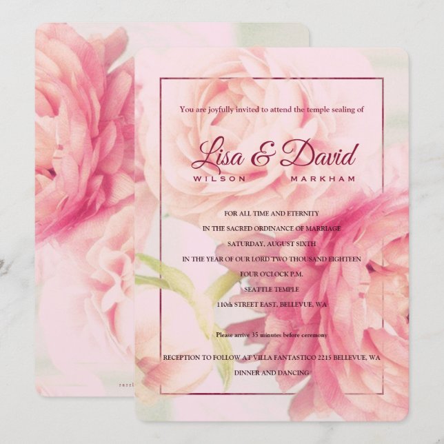 Invitación a Boda y recepción de templos (Anverso / Reverso)
