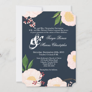 Invitación a bodas 5x7 Cosmos rosados en blanco