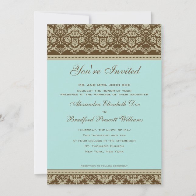 Invitación a bodas antiguas ::Turquesa (Anverso)