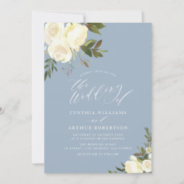 invitación a bodas azul verdor y polvoriento