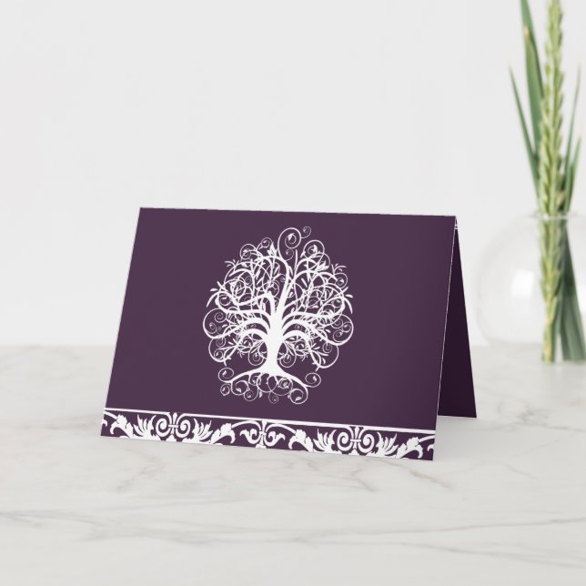 Invitación a bodas-berenjena y árbol giratorio bla (Anverso)