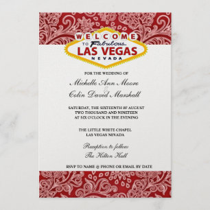 Invitación a bodas color rojo y blanco en Las Vega