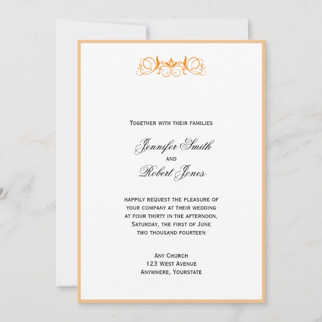 Invitación a bodas con acento floral en franja Nar (Anverso)