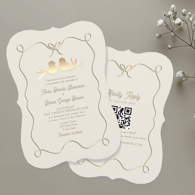 Invitación a bodas con arco de oro con código QR (Subido por el creador)