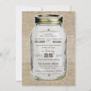 Invitación a bodas con aspecto de mason jar rustic