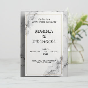 Invitación a bodas con efecto de mármol gris