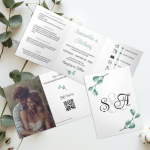 Invitación a bodas con eucalipto bohemio