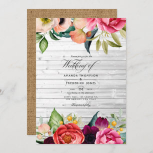 Invitación a bodas con flores de bohemia rústica