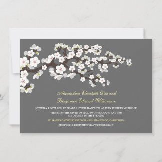 Invitación a bodas con flores de cerezo (platino)