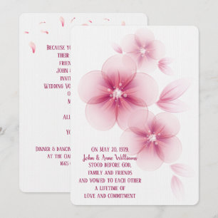 Invitación a bodas con flores de cerezo rosado
