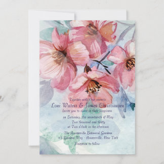 Invitación a bodas con flores de cerezo rosado
