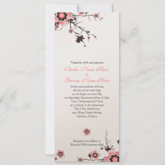 Invitación a bodas con flores de cerezo rosado y m