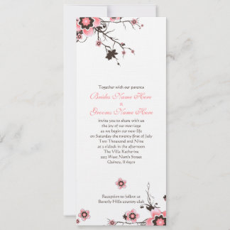 Invitación a bodas con flores de cerezo rosado y m