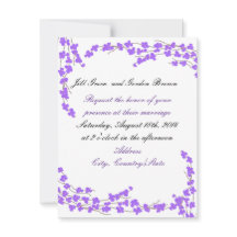 Invitación a bodas con flores moradas