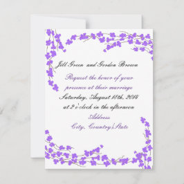 Invitación a bodas con flores moradas