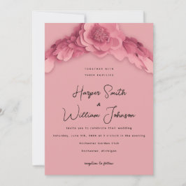 invitación a bodas con flores rosadas