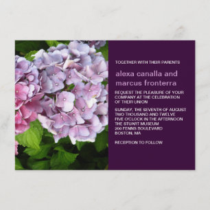 Invitación a bodas con hidrangea púrpura