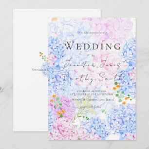invitación a bodas con hidrato rosa y azul