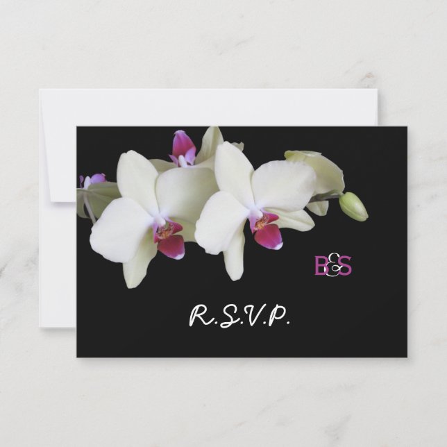 Invitación a bodas con Orquídea y Monograma RSVP (Anverso)
