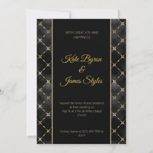 Invitación a bodas con resumen de negro y oro