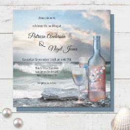 Invitación a bodas con tema de vino de playa o des