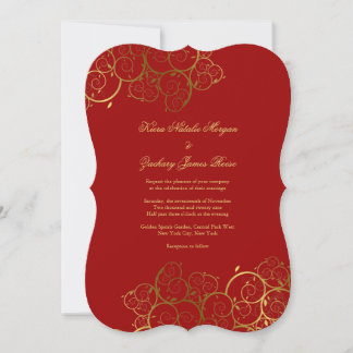 Invitación a bodas con vino de oro