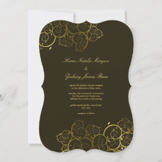 Invitación a bodas con vino de oro