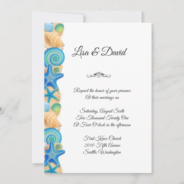 Invitación a bodas - Conchas de playa Invitación (Anverso)