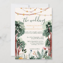 Invitación a bodas de árboles florales al aire lib