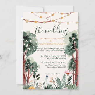 Invitación a bodas de árboles florales al aire lib
