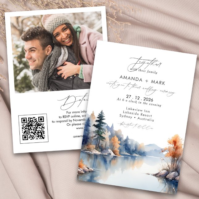 Invitación a bodas de aventura de pinos rústicos (Subido por el creador)
